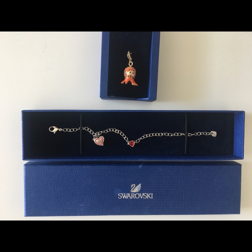 Authentic Swarovski charm bracelet & octopus charm